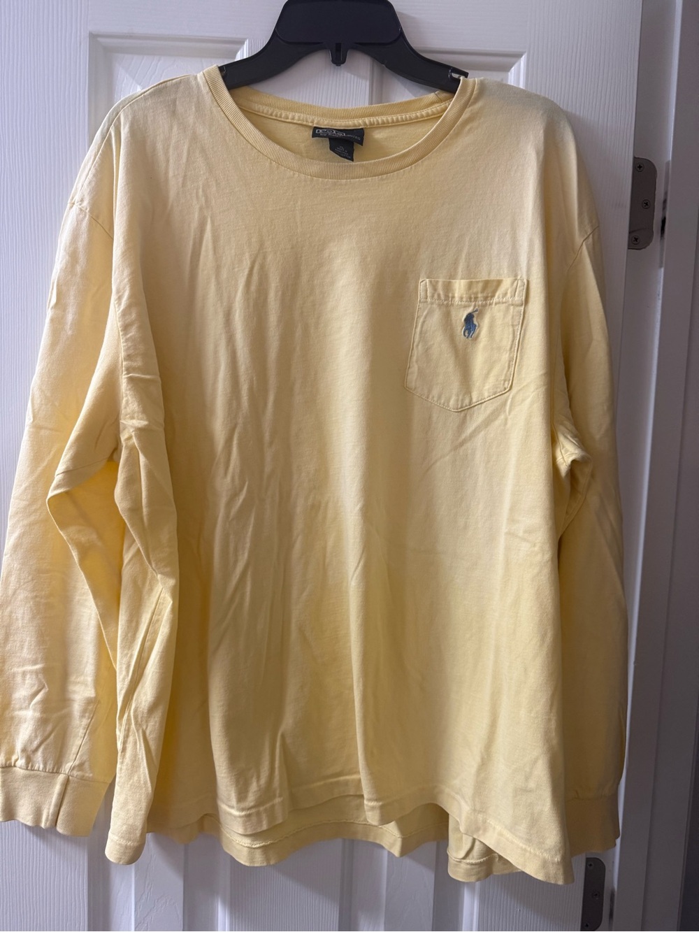 VTG Polo Ralph Lauren Yellow Pocket Long Sleeve Tee XL